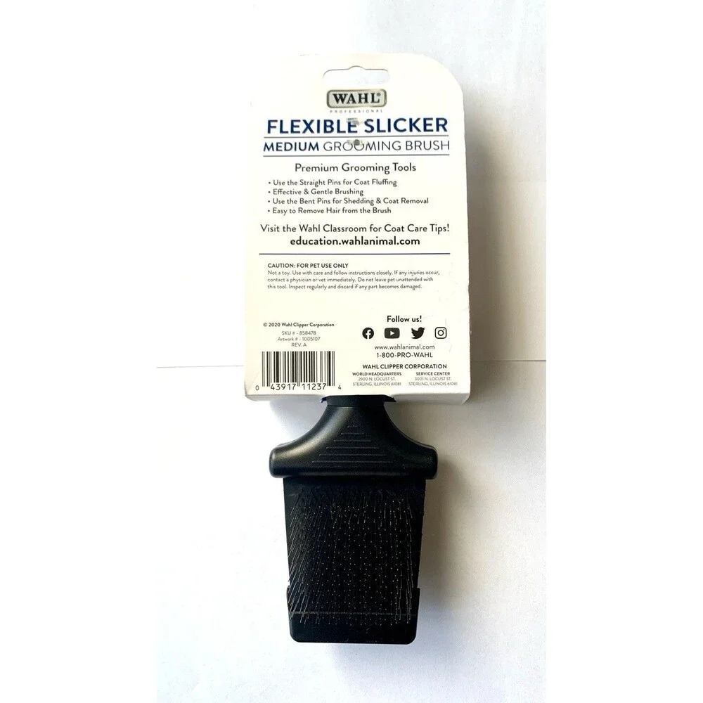 NEW Wahl Flexible Double-Sided Slicker Medium Grooming Brush Dogs 858478 NWT